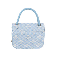 Medium mosaic checker pattern crossbody cotton bag