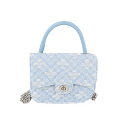 Small mosaic checker pattern top handle cotton bag