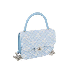 Small mosaic checker pattern top handle cotton bag