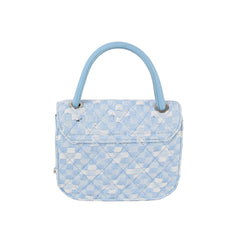 Small mosaic checker pattern top handle cotton bag