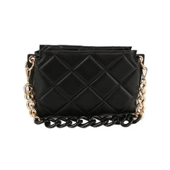 Quilted design two tone chain shoulder bag