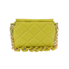 Quilted design two tone chain shoulder bag