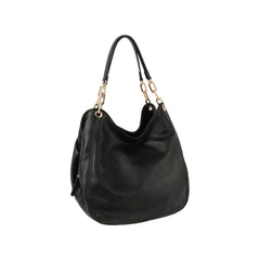 Three inner space leather hobo bag