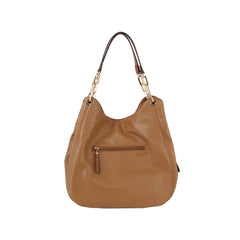 Three inner space leather hobo bag