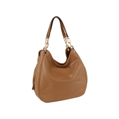 Three inner space leather hobo bag