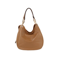 Three inner space leather hobo bag