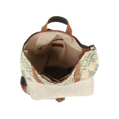 Western style soft color top zip backpack