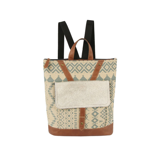 Western style soft color top zip backpack