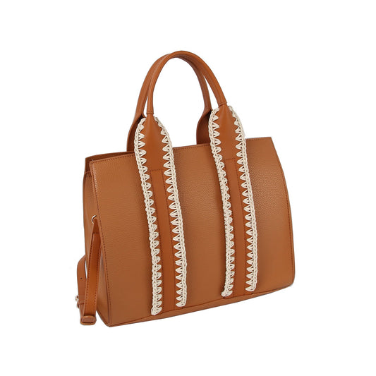 Soft leather handle stitch detail tote