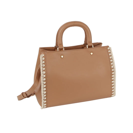 Soft leather side stitch detail tote