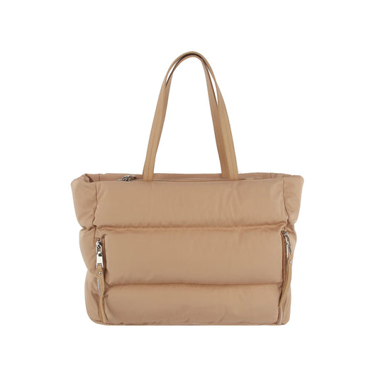 Puffy front zipper tote with crossbody strap