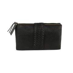 Woven Tab Double-Zip Crossbody