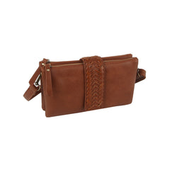 Woven Tab Double-Zip Crossbody