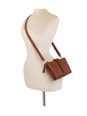 Woven Tab Double-Zip Crossbody