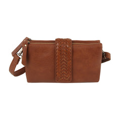 Woven Tab Double-Zip Crossbody