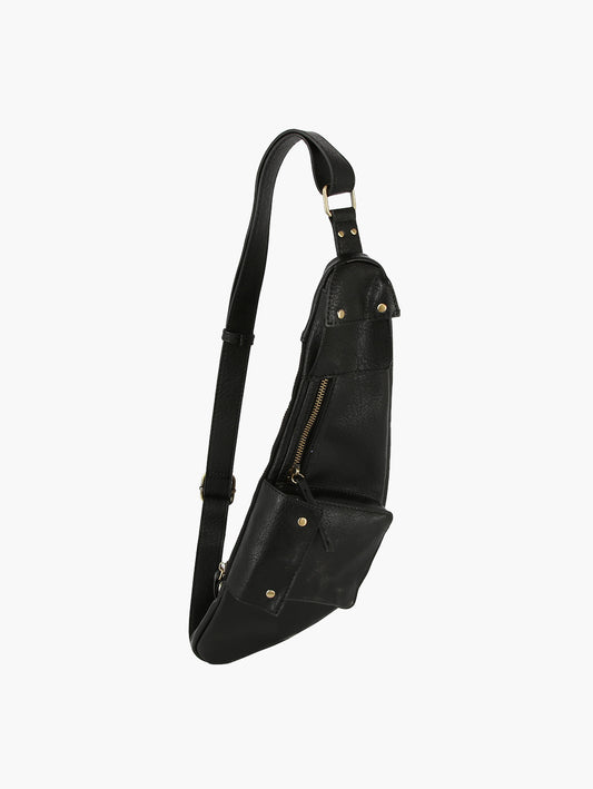 Leather Sling Bag Women Men Crossbody Daypack