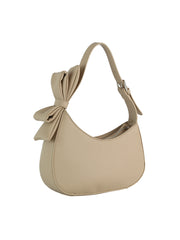 Bow Charm Pebbled Shoulder Bag