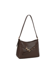 Pebbled Hook Accent Shoulder Bag