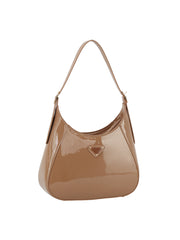 Shiny leather hobo shoulder bag