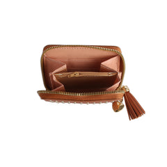 Studded Zip Wallet with Tassel Charm