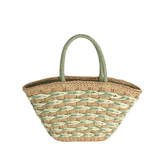 Woven Loop Handle Basket Tote
