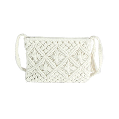 Woven Diamond Tassel Crossbody Bag