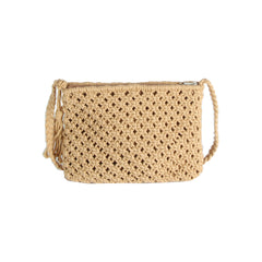 Woven Diamond Tassel Crossbody Bag