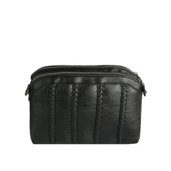 Woven Panel Zip Crossbody Bag