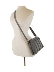 Woven Panel Zip Crossbody Bag