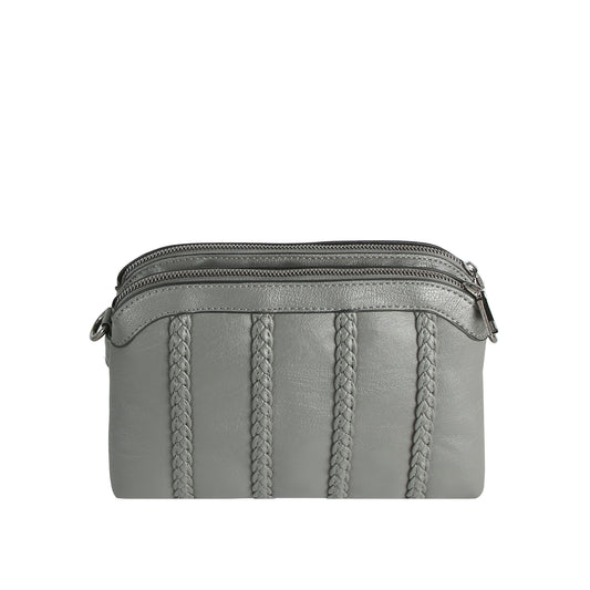 Woven Panel Zip Crossbody Bag