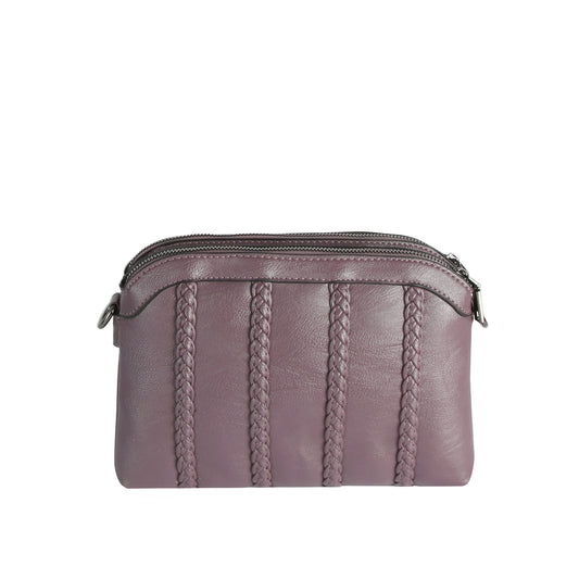 Woven Panel Zip Crossbody Bag