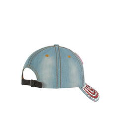Rhinestone Vegas Denim Cap