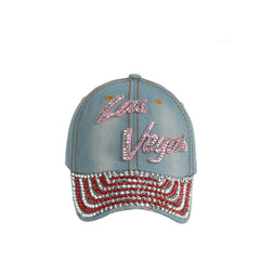 Rhinestone Vegas Denim Cap