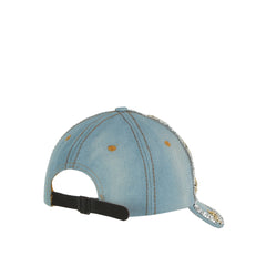 Rhinestone Skull Denim Cap