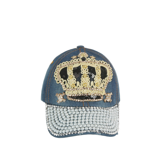 Skull and Crown Denim Cap
