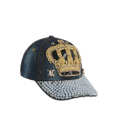 Skull and Crown Denim Cap