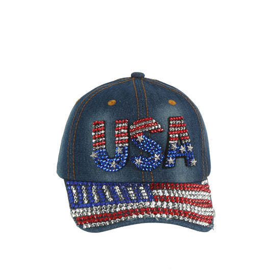 American Flag Bling USA Cap