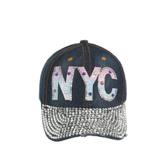 Jeweled Rhinestone Crown Denim Cap