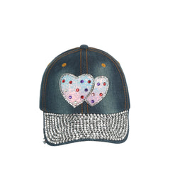Jeweled Rhinestone Crown Denim Cap