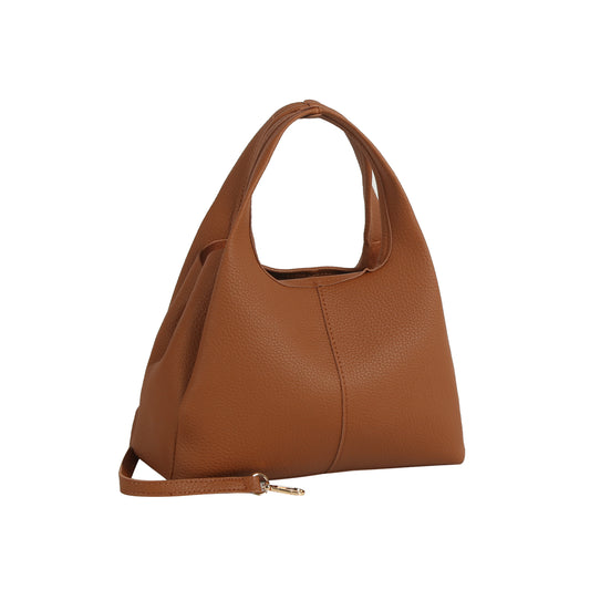 Brown leather handbag tote