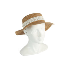 Lace Bow Short Brim Straw Hat