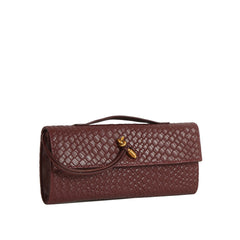 Embossed Weave Knot Accent Clutch Shoulder Bag