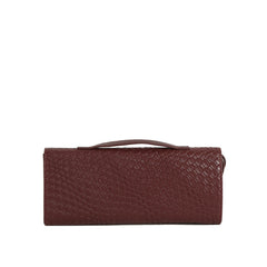 Embossed Weave Knot Accent Clutch Shoulder Bag