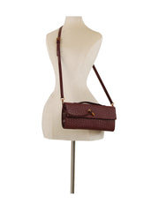 Embossed Weave Knot Accent Clutch Shoulder Bag