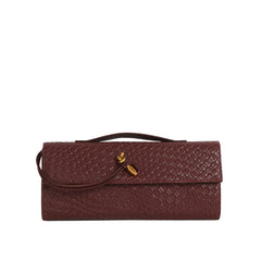 Embossed Weave Knot Accent Clutch Shoulder Bag