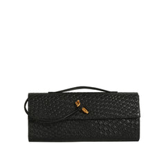 Embossed Weave Knot Accent Clutch Shoulder Bag