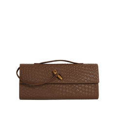 Embossed Weave Knot Accent Clutch Shoulder Bag