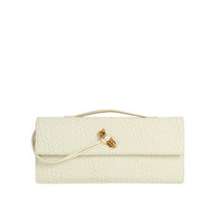 Embossed Weave Knot Accent Clutch Shoulder Bag