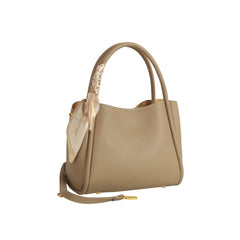 Scarf Accent Structured Boxy Tote