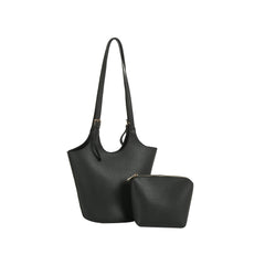 Sleek Bucket Tote Shoulder Bag with Pouch